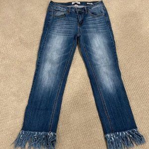 Judy Blue Cropped Ankle Fray Fringe Jeans Size 28